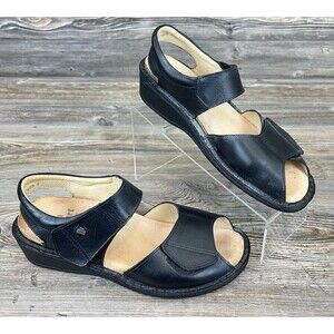 Finn Comfort Sandals Womens 9.5 EUR 40 Gomera Strappy Slingback Black Leather
